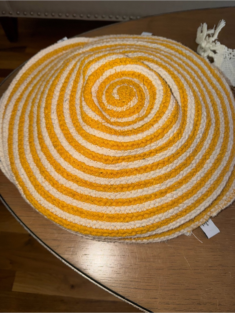 City Chic Yellow and Cream Braided Round Placemat